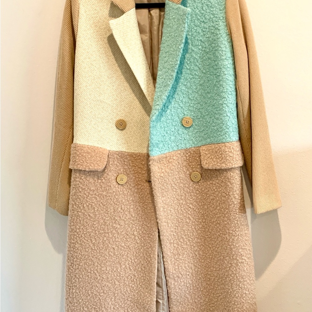 English Factory color block coat - medium coat. - Picture 5 of 11